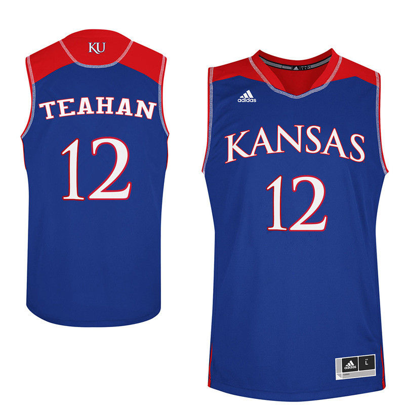 Men Kansas Jayhawks #12 Chris Teahan College Basketball Jerseys-Royals